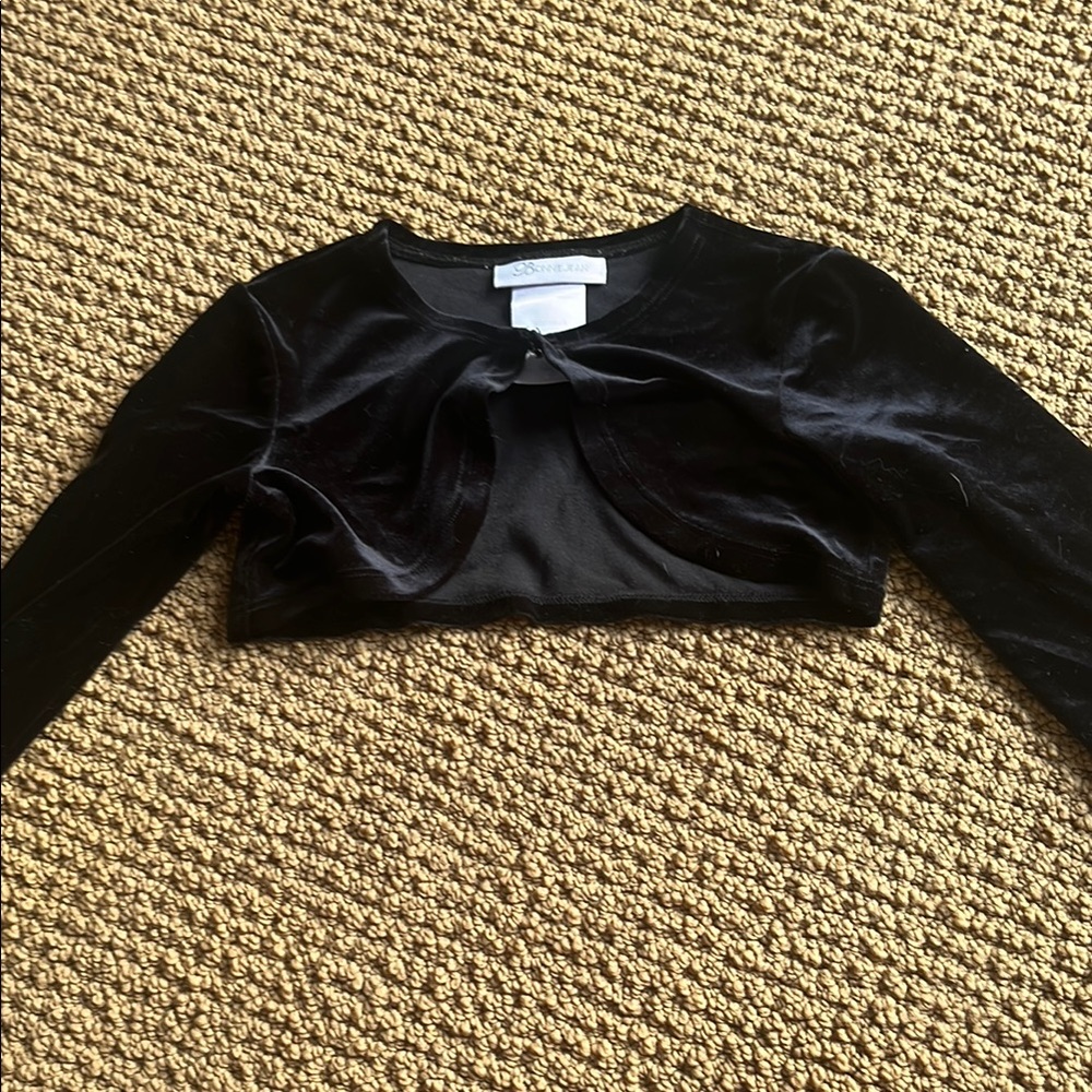Bonnie Jean Black Tie Front Crop Top